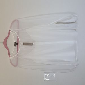 J.CREW Point Sur Ivory White Pin Dot Chiffon Popover Blouse Large